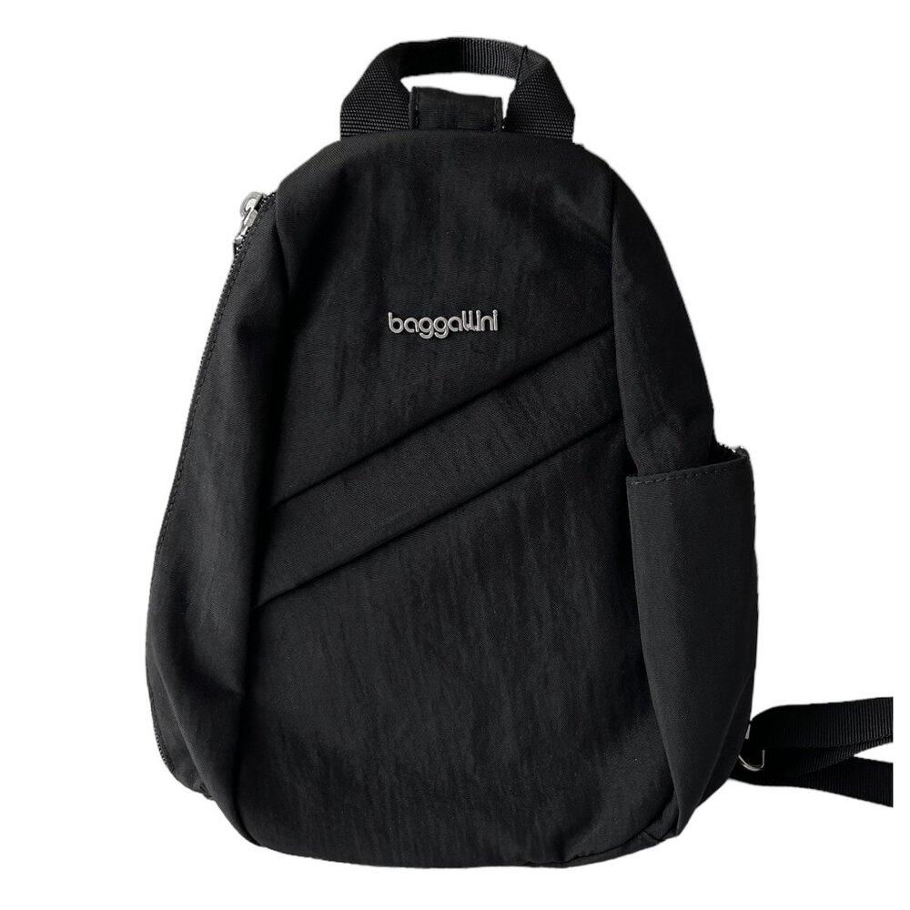 New with Tags! BAGGALLINI Medium Sling Bag Black Nylon Adjustable Strap NWT - Picture 4 of 7
